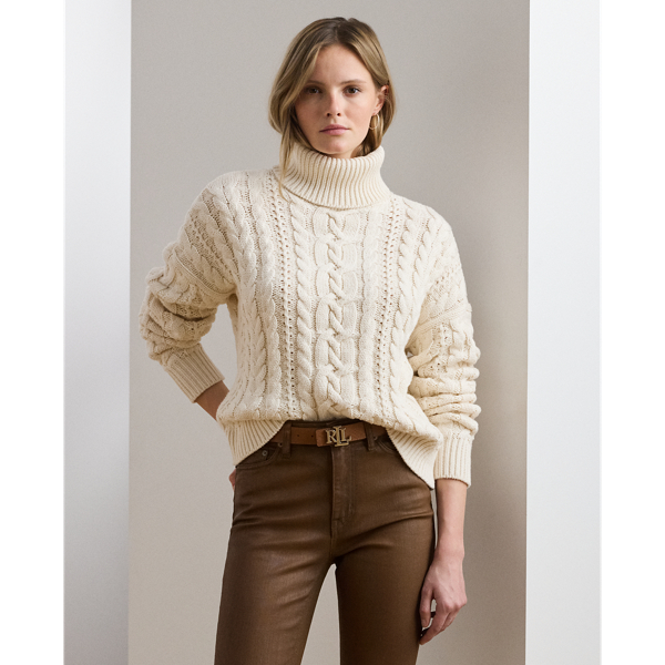 Pull col roulé en maille torsadée - Lauren - Modalova