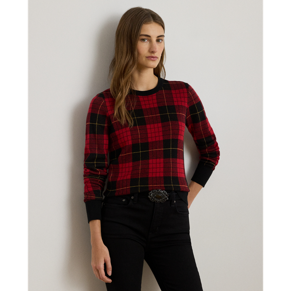 Ralph Lauren Plaid Cotton-blend Sweater In Multi