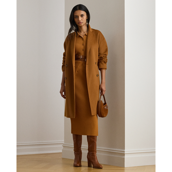 Double-Breasted Wool-Blend Cocoon Coat - Lauren - Modalova