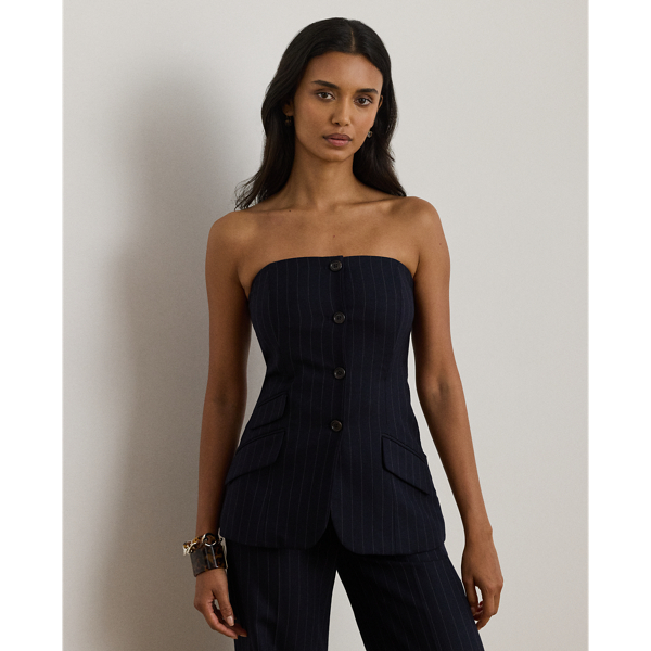 Ralph Lauren Pinstripe Wool-blend Twill Bustier In Multi