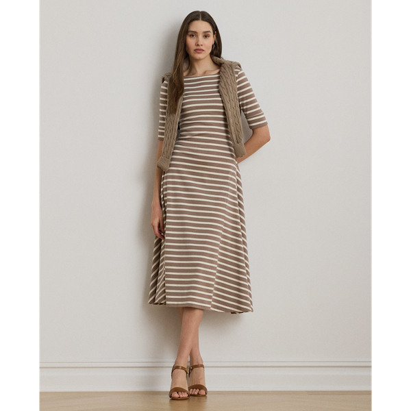 Robe mi-longue rayée en coton stretch - Lauren - Modalova