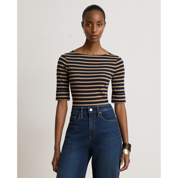 Maglietta a Righe Ralph Lauren con Scollo a Barchetta