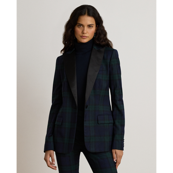 Black Watch Satin-Trim Twill Blazer