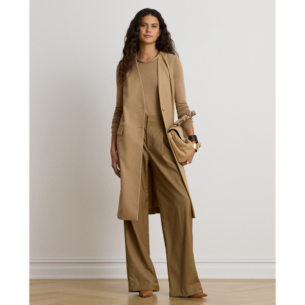Wool-Blend Twill Longline Waistcoat