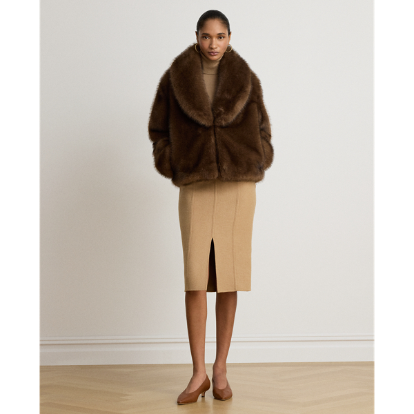 Double-Faced Wool-Blend Pencil Skirt