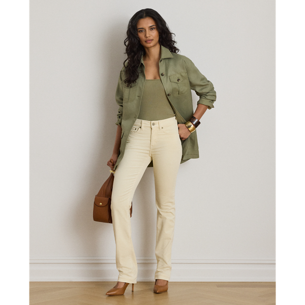 Ralph Lauren Mid-rise Corduroy Slim Straight Pant In Mascarpone Cream