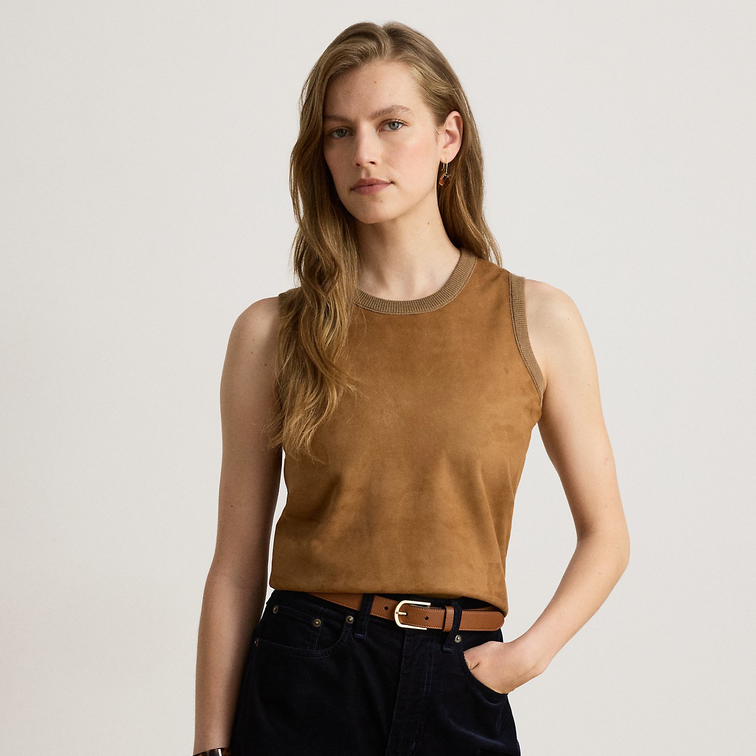 Goat-Suede & Wool Sleeveless Jumper