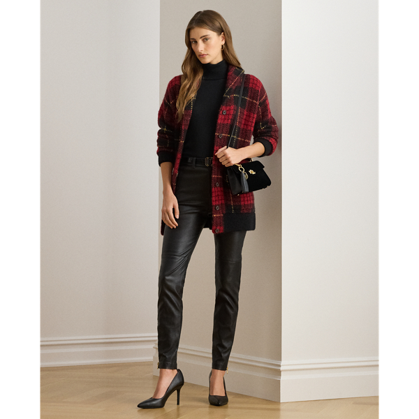 Ralph Lauren Lambskin Skinny Ankle Pant In Black