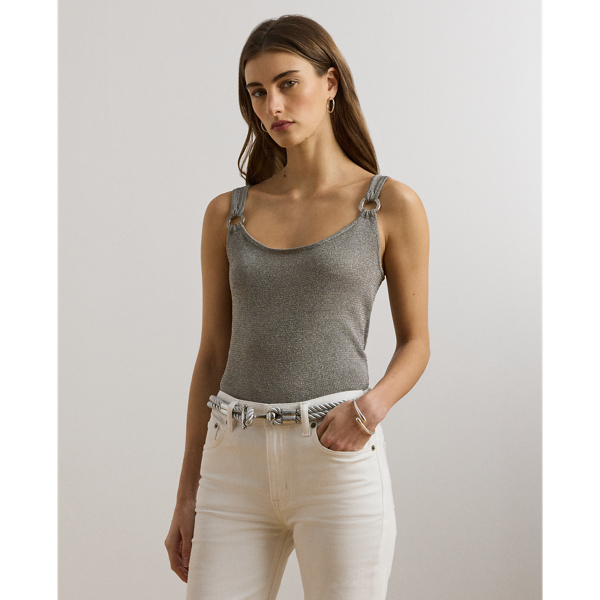 Ralph Lauren Ring-trim Metallic Sweater Tank Top