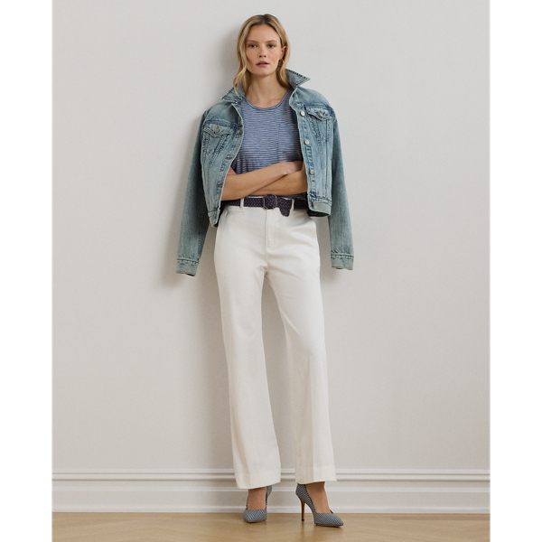 Pantalon flare en chino de coton stretch - Lauren - Modalova