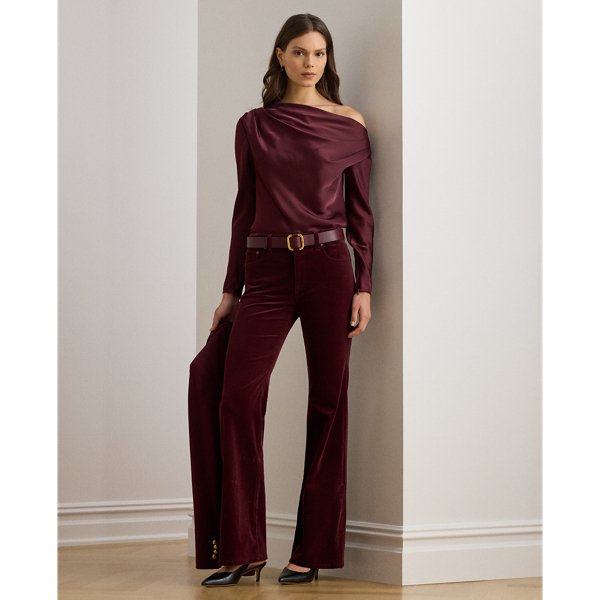 Ralph Lauren High-rise Corduroy Flare Pant In Burgundy