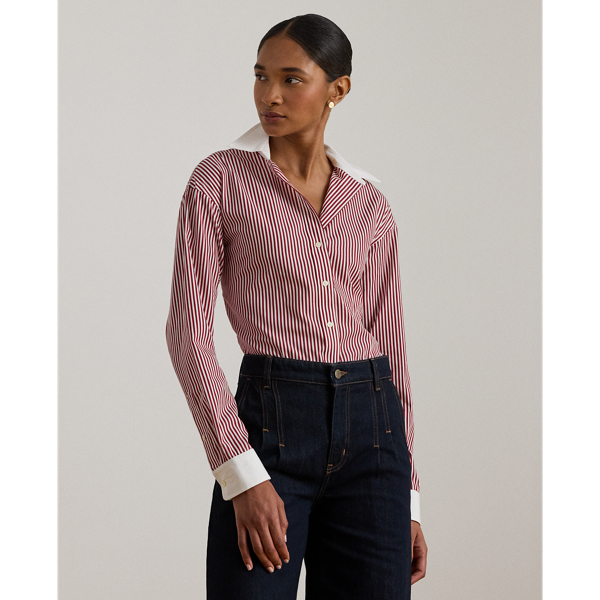 Ralph Lauren Striped Cotton Broadcloth Shirt In Multi