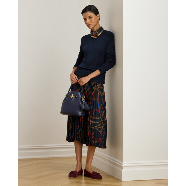 Ralph Lauren Belting-print Pleated Georgette Skirt In Multi