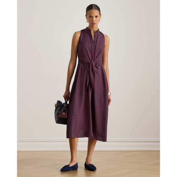 Ralph Lauren Print Tie-front Crepe Sleeveless Dress In Multi