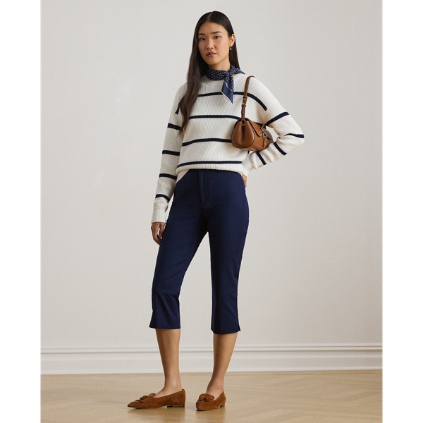 Ralph Lauren Double-faced Stretch Cotton Capri Pant In Multi