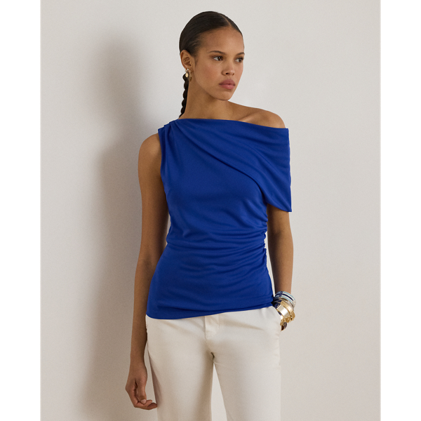 Ralph Lauren Jersey Off-the-shoulder Top In Animal Print