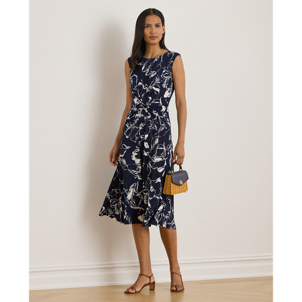 Ralph Lauren Floral Twist-front Jersey Dress In Multi