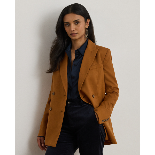 Ralph Lauren Double-breasted Wool Twill Blazer In Multi