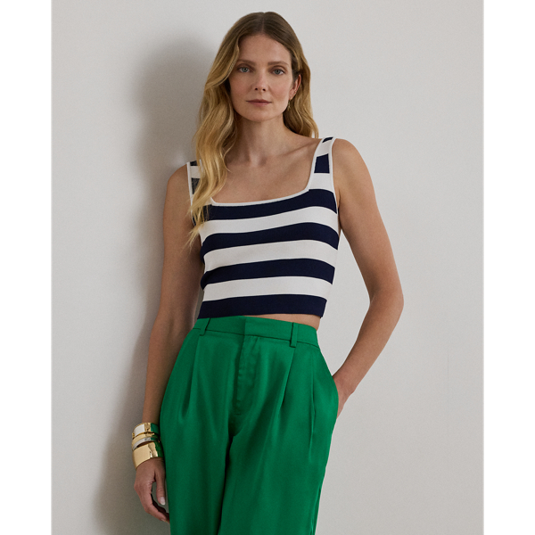 Ralph Lauren Striped Cropped Sleeveless Sweater