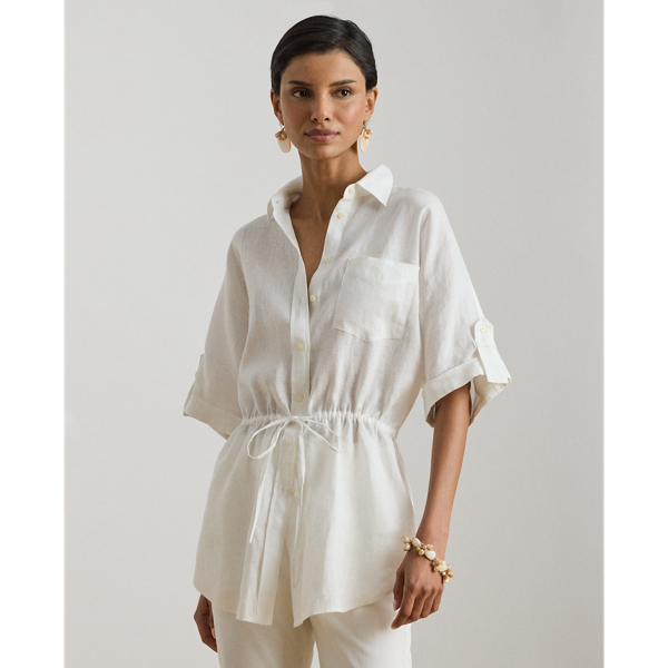 Ralph Lauren Linen Roll-tab Sleeve Tunic In White
