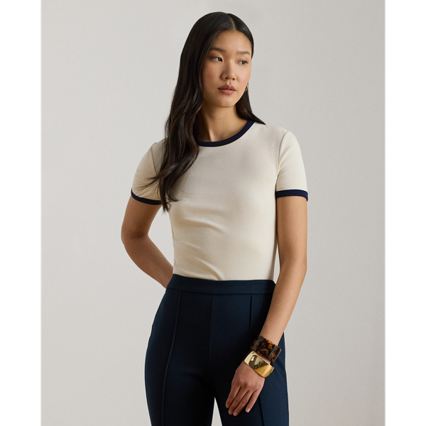 Maglietta Bicolore in Cotone Stretch Ralph Lauren