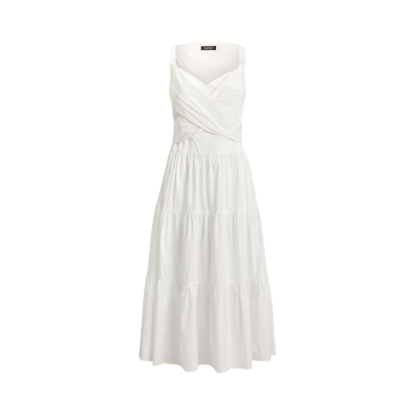 Abito a Balze in Popeline di Cotone Ralph Lauren