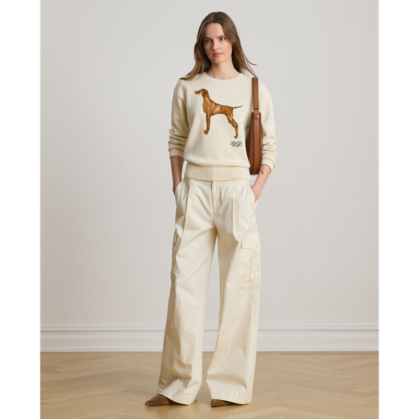Cotton Twill Wide-Leg Cargo Trouser