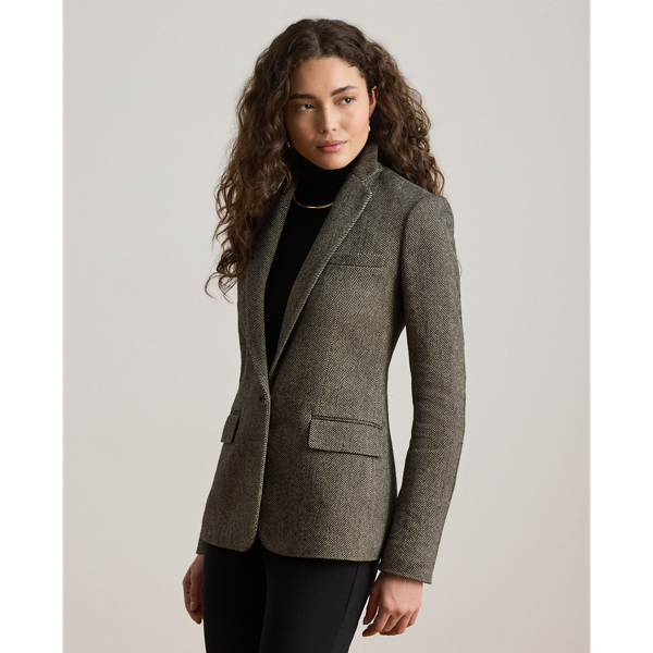 Cotton-Blend Herringbone Blazer