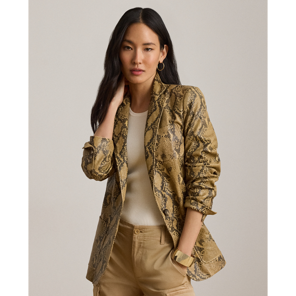 Python-Embossed Lambskin Blazer