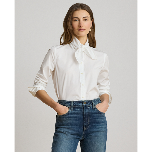 Camicia in Popeline di Cotone con Fiocco - Ralph Lauren