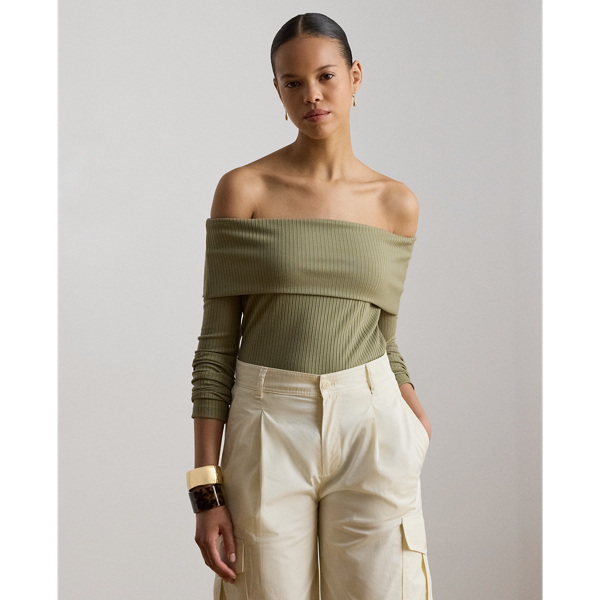 Rib-Knit Off-the-Shoulder Top