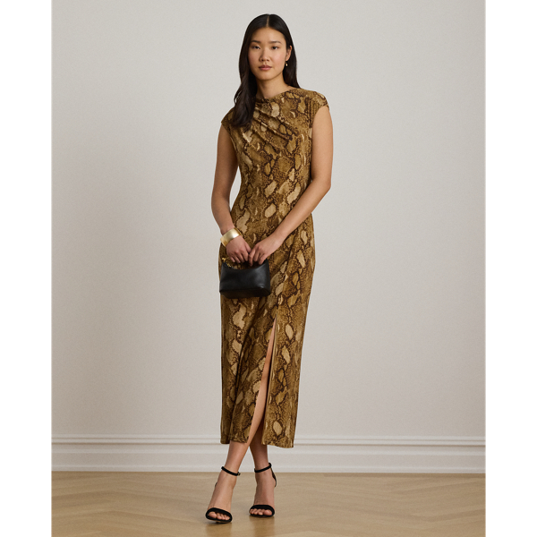 Abito Midi Ralph Lauren in Jersey con Stampa Pitonata