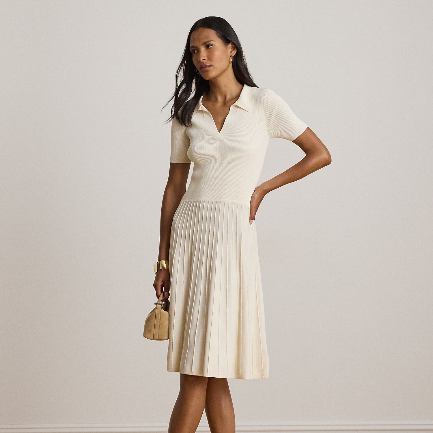 Rib-Knit Short-Sleeve Jumper Dress
