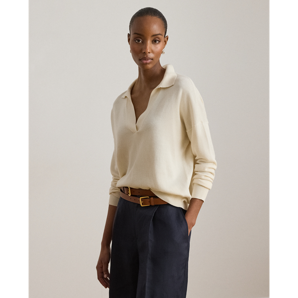 Ralph Lauren Cotton-modal Polo Sweater In Mascarpone Cream