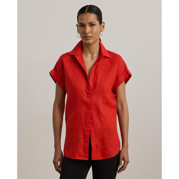 Lauren Petite Ralph Lauren Relaxed Fit Linen Short-sleeve Shirt