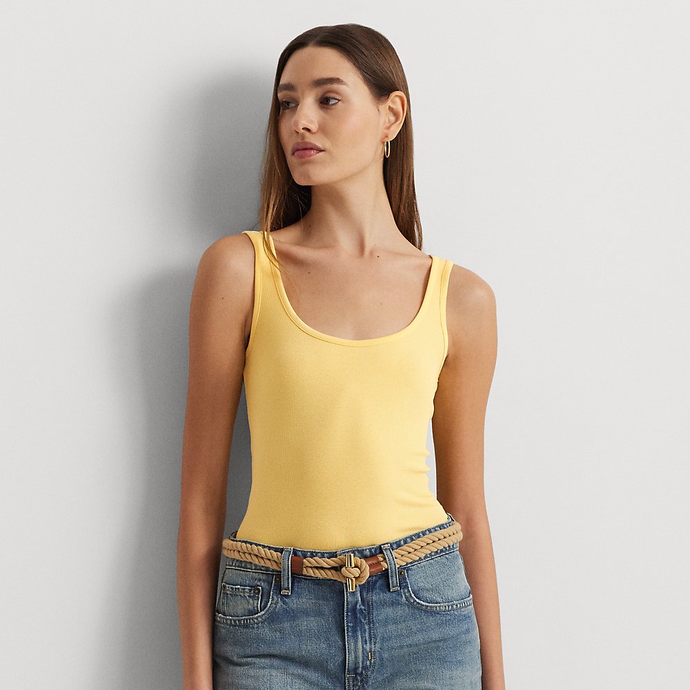 Lauren Petite Cotton-blend Tank Top In Primrose Yellow
