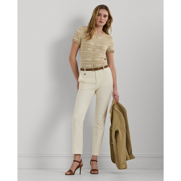 Lauren Petite Double-faced Stretch Cotton Pant In Mascarpone Cream