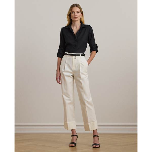 Lauren Petite Double-faced Stretch Cotton Ankle Pant In White