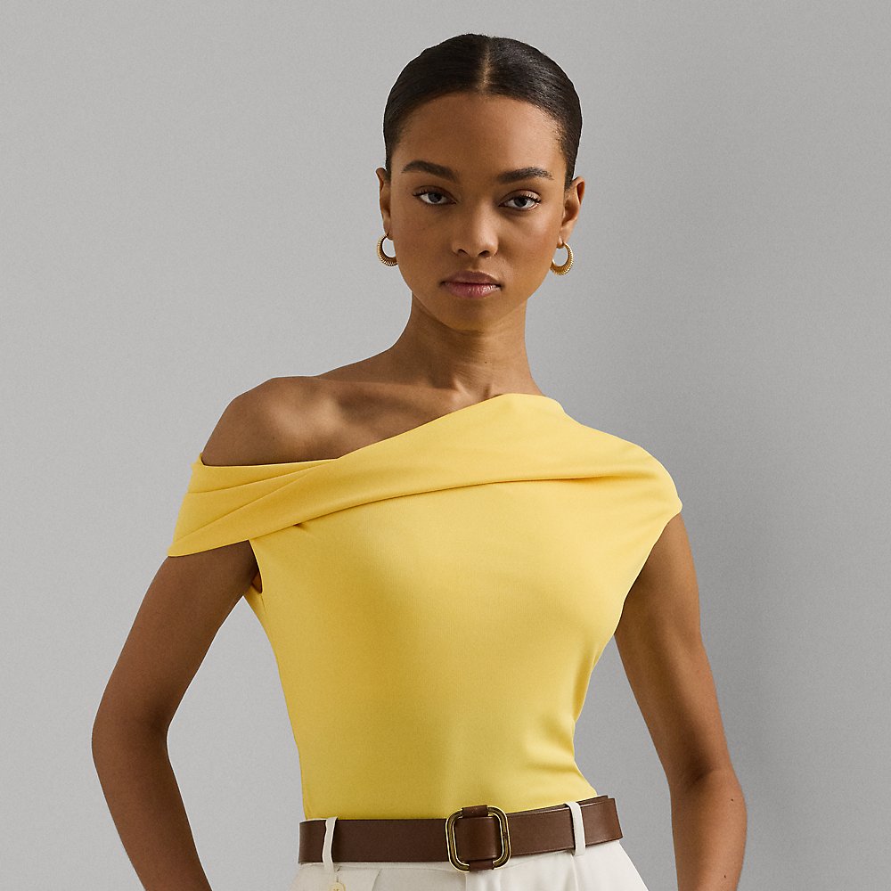Lauren Petite Stretch Jersey Off-the-shoulder Top In Primrose Yellow