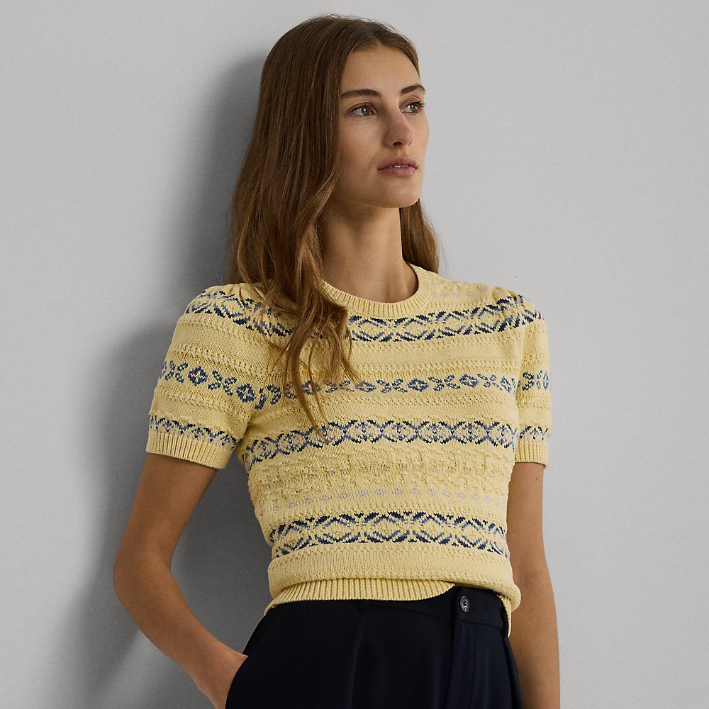Lauren Petite Fair Isle Cotton-linen Sweater In Multi
