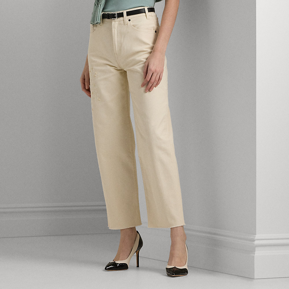 Lauren Petite High-rise Relaxed Cropped Jean In Mascarpone Cream Wash