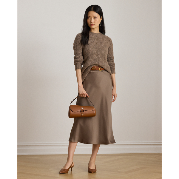Petite - Satin Charmeuse Midi Skirt - Lauren Petite - Modalova