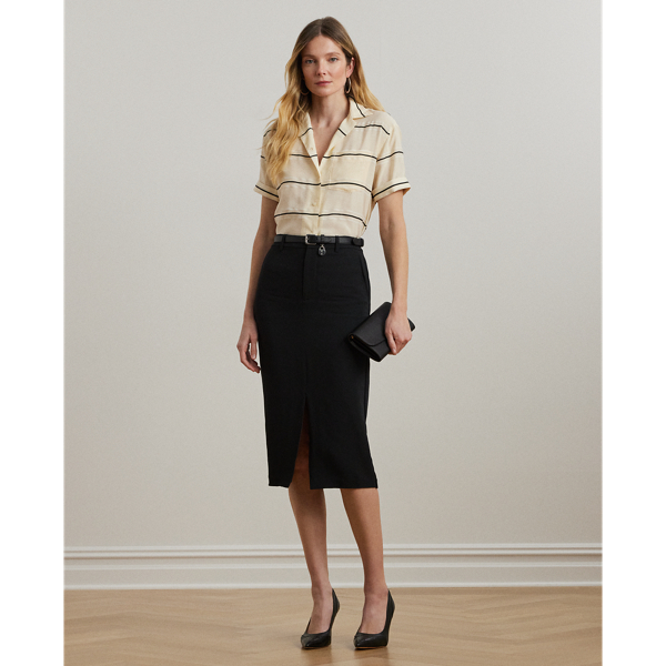Lauren Petite Stretch Cady Pencil Skirt In Black