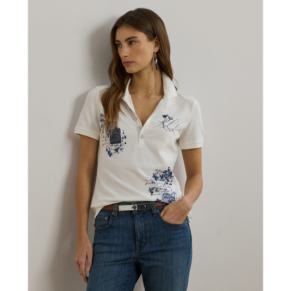 LAUREN PETITE PATCHWORK PIQUÉ POLO SHIRT 