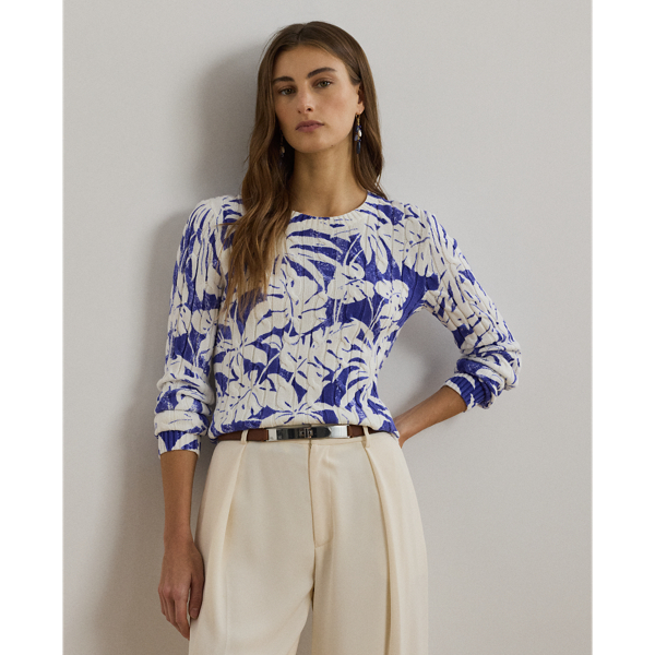 Lauren Petite Ralph Lauren Print Cable-knit Cotton Sweater