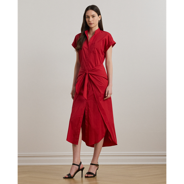 Lauren Petite Ralph Lauren Tie-front Cotton-blend Shirtdress
