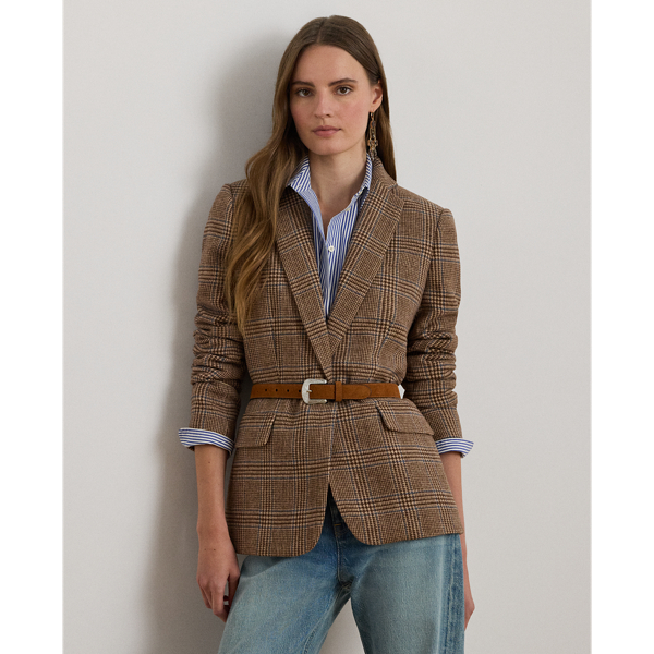 Lauren Petite Ralph Lauren Glen Plaid Wool-blend Twill Blazer In Multi