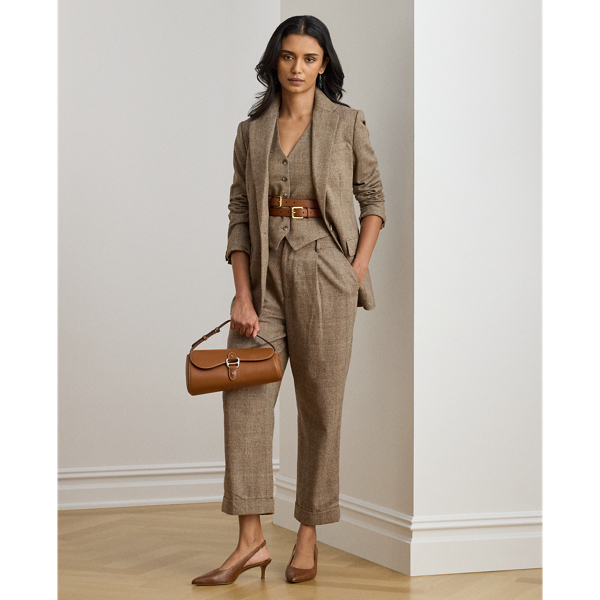 Cut for a cropped, slightly tapered silhouette, these stylish trousers are rendered in a soft cotton-and-wool-blend yarn dyed with a timeless Glen plaid pattern. Crisp creases, pleats and waist darts provide a tailored finish.