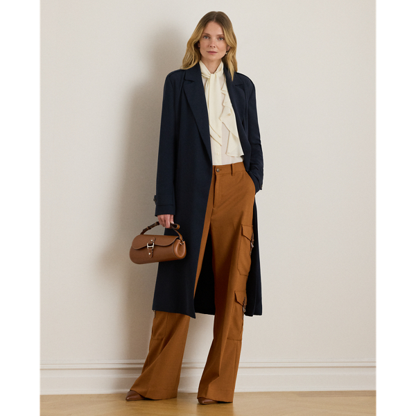 Lauren Petite Ralph Lauren Double-faced Georgette Wrap Coat In Blue