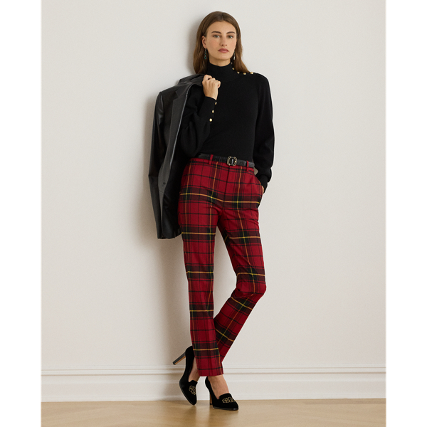 Lauren Petite Ralph Lauren Checked Plaid Wool-blend Cropped Pant In Multi
